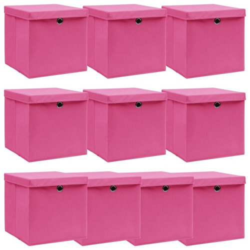 Maison Chic - Ensemble de 10 Boîtes de rangement,Boîtes de stockage avec couvercles Rose 32x32x32cm Tissu -MN449854 Maison Chic  - Boite rangement tissu
