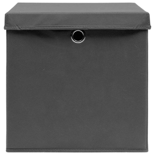Boîte de rangement Lot de 4 Boîtes de rangement,Boîtes de stockage avec couvercles 28x28x28 cm Gris -MN524832