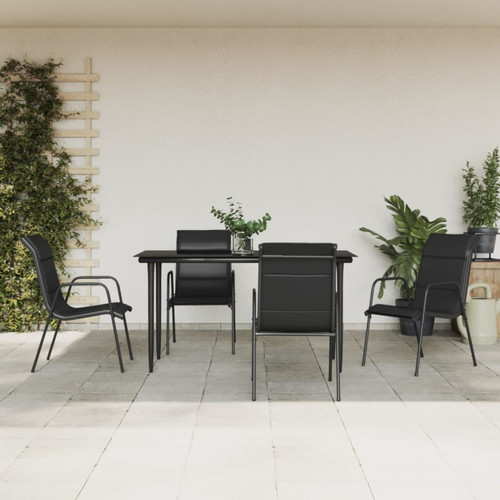 Other - Ensemble à manger de jardin 5 pcs,Table et chaise à dîner noir textilène et acier -MN38550 Other  - Mobilier de jardin