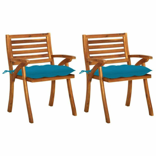 Maison Chic - Lot de 2 Chaises à dîner de jardin avec coussins,Fauteuil/Chaises à manger d'extérieur Acacia massif -MN14043 Maison Chic  - Chaises de jardin