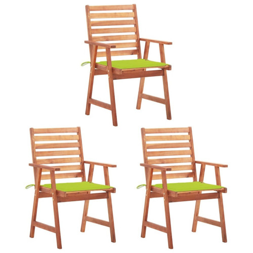 Maison Chic - Lot de 3 Chaises à dîner de jardin avec coussins,Fauteuil/Chaises à manger d'extérieur Acacia massif -MN17009 Maison Chic  - Chaises de jardin