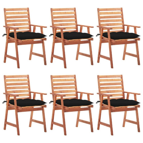 Chaises de jardin Maison Chic Lot de 6 Chaises à dîner de jardin avec coussins,Fauteuil/Chaises à manger d'extérieur Acacia massif -MN72009