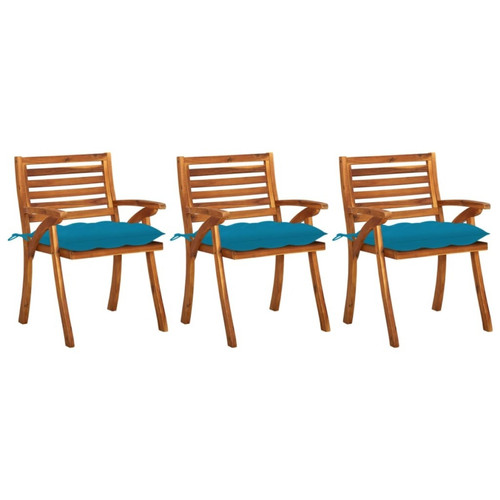 Maison Chic - Lot de 3 Chaises à dîner de jardin avec coussins,Fauteuil/Chaises à manger d'extérieur Acacia massif -MN60366 Maison Chic  - Chaises de jardin