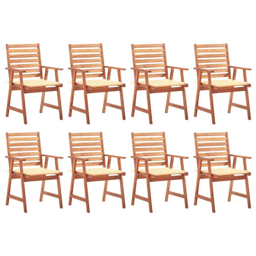 Maison Chic - Lot de 8 Chaises à dîner de jardin avec coussins,Fauteuil/Chaises à manger d'extérieur Acacia massif -MN49505 Maison Chic  - Chaises de jardin