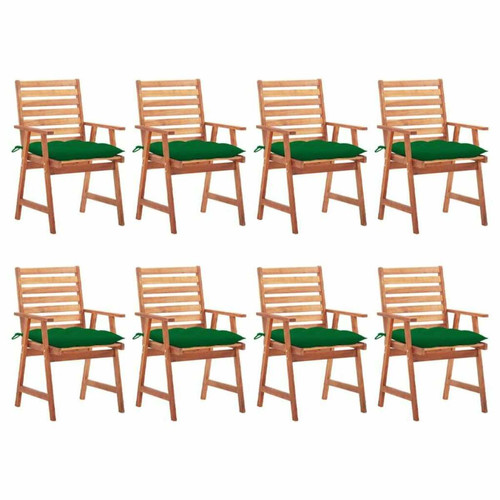Maison Chic - Lot de 8 Chaises à dîner de jardin avec coussins,Fauteuil/Chaises à manger d'extérieur Acacia massif -MN70280 Maison Chic  - Chaises de jardin