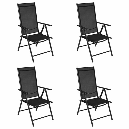 Chaises de jardin Maison Chic Lot de 4 Chaises pliables de jardin - Fauteuil d'extérieur Aluminium et textilène Noir -MN69856