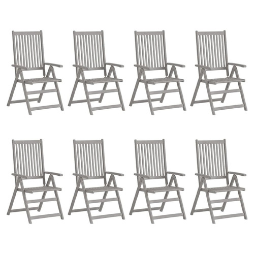 Maison Chic - Lot de 8 Chaises inclinables de jardin avec coussins - Fauteuil d'extérieur Gris Acacia -MN94496 Maison Chic  - Chaises de jardin