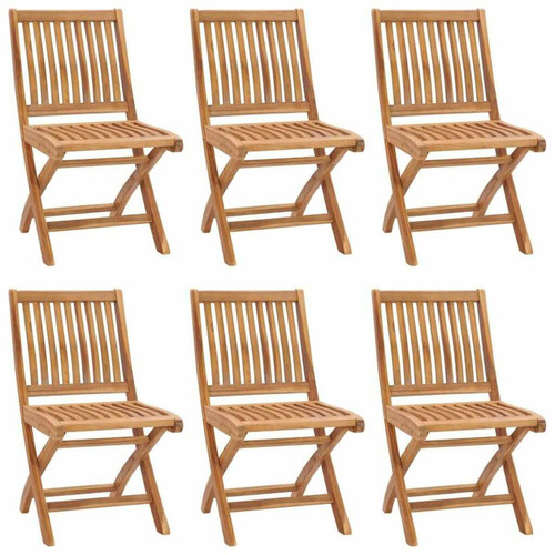 Chaises de jardin Maison Chic Lot de 6 Chaises pliables de jardin avec coussins - Fauteuil d'extérieur Bois de teck -MN52503