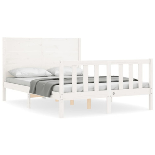 Maison Chic - Cadre/structure de lit avec tête de lit pour adulte - Lit Moderne Chambre blanc double bois massif -MN23129 Maison Chic  - Maison