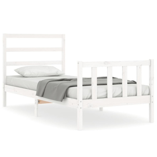 Maison Chic - Cadre/structure de lit avec tête de lit pour adulte - Lit Moderne Chambre blanc 90x190 cm bois massif -MN81278 Maison Chic  - Maison