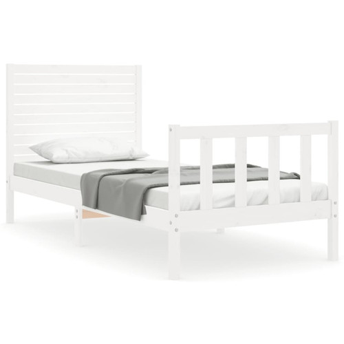 Maison Chic - Cadre/structure de lit avec tête de lit pour adulte - Lit Moderne Chambre blanc petit simple bois massif -MN58523 Maison Chic  - Lit enfant Design
