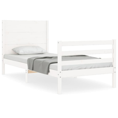 Maison Chic - Cadre/structure de lit avec tête de lit pour adulte - Lit Moderne Chambre blanc petit simple bois massif -MN28848 Maison Chic  - Lit enfant Design