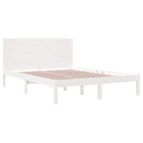 Cadres de lit Lit Moderne Chambre - Cadre/structure de lit pour adulte Blanc Bois de pin massif 160x200 cm -MN98713