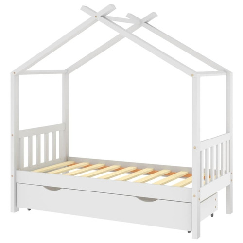 Maison Chic - Lit d'Enfant Chambre - Cadre de lit pour enfant avec tiroir blanc pin massif 80x160 cm -MN34327 Maison Chic - Lit enfant Blanc+gris