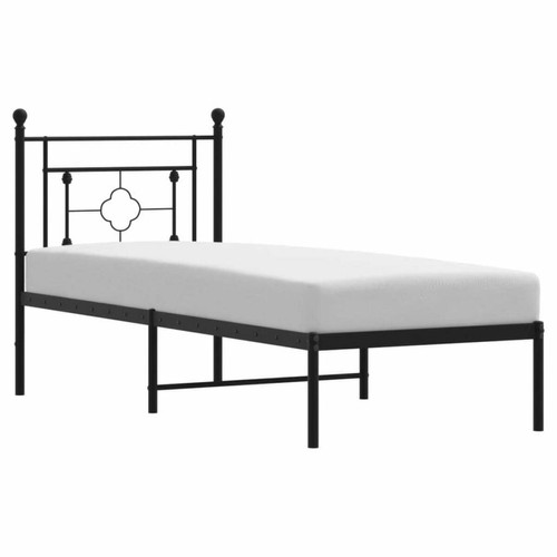 Lit enfant Maison Chic Cadre/structure de lit métal et tête de lit pour adulte - Lit Moderne Chambre noir 75x190 cm -MN55933