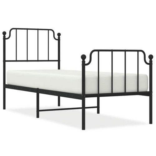 Lit enfant Maison Chic Cadre/structure de lit métal et tête de lit + pied de lit pour adulte - Lit Moderne Chambre noir 75x190 cm -MN20349