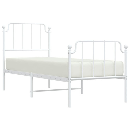 Maison Chic Cadre/structure de lit métal et tête de lit + pied de lit pour adulte - Lit Moderne Chambre blanc 75x190 cm -MN51784
