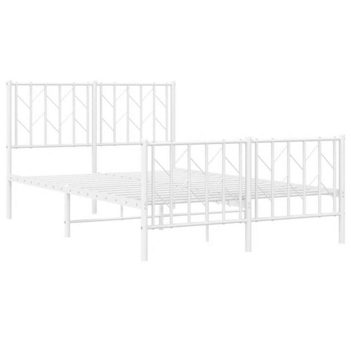 Cadres de lit Cadre/structure de lit métal et tête de lit + pied de lit pour adulte - Lit Moderne Chambre blanc 120x190cm -MN14000