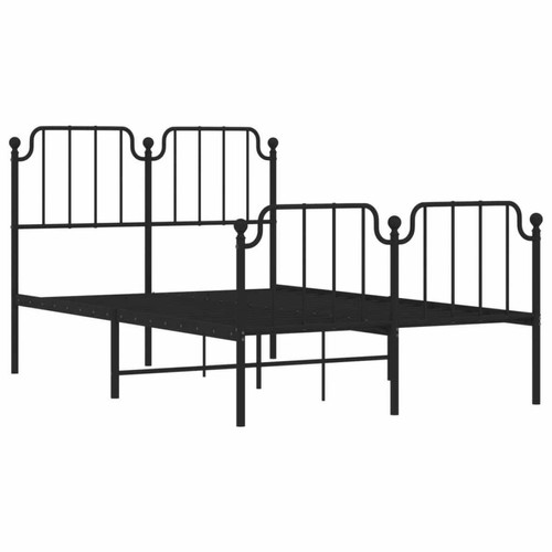 Cadres de lit Cadre/structure de lit métal et tête de lit + pied de lit pour adulte - Lit Moderne Chambre noir 120x190 cm -MN33420