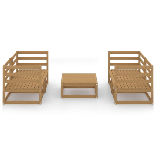 Maison Chic Salon de jardin 5 pcs - Table et chaises d'extérieur - Mobilier/Meubles de jardin Moderne marron miel bois de pin massif -MN21413