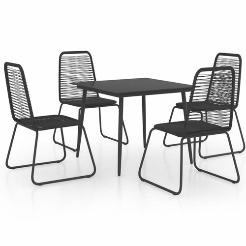 Ensembles tables et chaises Maison Chic Salon de jardin 5 pcs - Table et chaises d'extérieur - Mobilier/Meubles de jardin Moderne Rotin PVC Noir -MN92725