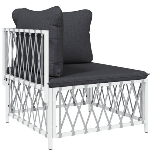 Ensembles tables et chaises Salon de jardin 10 pcs avec coussins - Table et chaises d'extérieur - Mobilier/Meubles de jardin Moderne blanc acier -MN69170