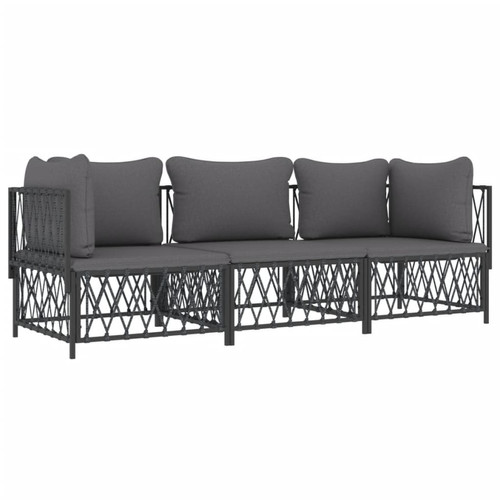 Maison Chic Salon de jardin 3 pcs avec coussins - Table et chaises d'extérieur - Mobilier/Meubles de jardin Moderne anthracite acier -MN85465