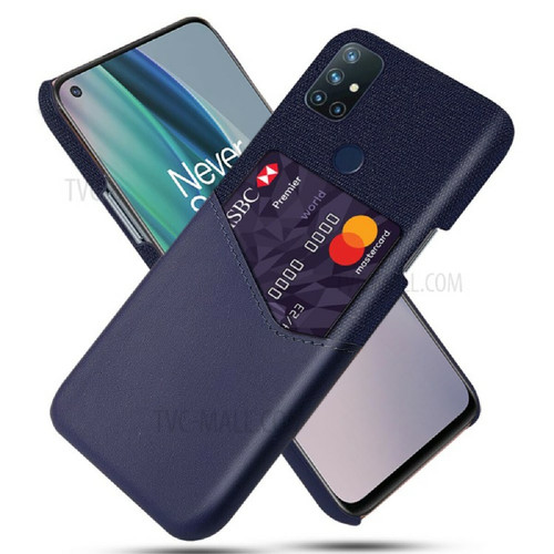 Coque, étui smartphone Other Coque en TPU + PU chiffon avec porte-carte bleu pour votre OnePlus Nord N10 5G