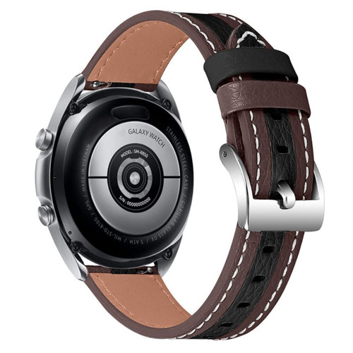 Other - Bracelet en cuir véritable 20mm, ligne de couture, épissage de couleur, marron noir pour votre Samsung Galaxy Watch Active/Active2 44mm/40mm Other  - Montre et bracelet connectés
