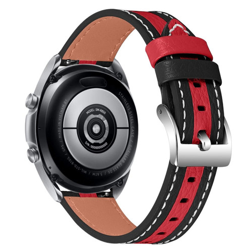 Other - Bracelet en cuir véritable épissage de couleur 20mm, noir/rouge pour votre Samsung Galaxy Watch4 40mm/44mm/Galaxy Watch 42mm Other  - Objets connectés