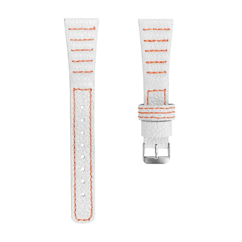 Other - Bracelet en cuir véritable lignes de couture ondulées, blanc pour votre Pebble 2/Time Round Other - Objets connectés