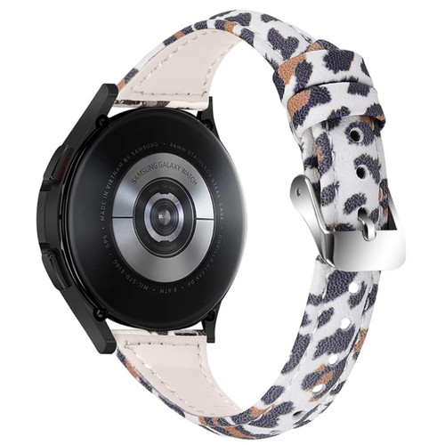 Other - Bracelet en cuir véritable texture léopard, blanc brun/léopard pour votre Samsung Galaxy Watch 46mm/Watch3 45mm Other  - Montre et bracelet connectés