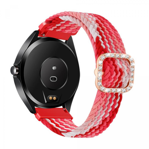 Accessoires montres connectées Other Bracelet en nylon tressée réglable en strass de 22 mm rouge fraise pour votre Samsung Gear S3 Classic/S3 Frontier/Galaxy Watch 46mm