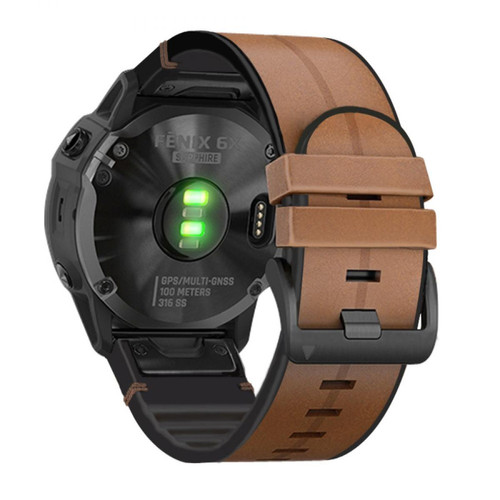 Other - Bracelet en PU + silicone Surface de 26 mm marron pour votre Garmin Watch Other  - Accessoires bracelet connecté