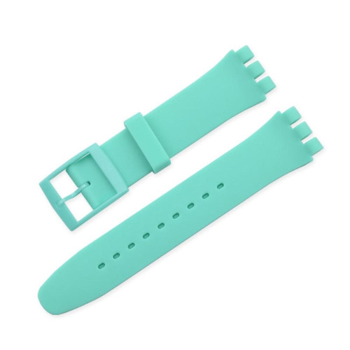 Other - Bracelet en silicone 19mm, imperméable avec boucle à ardillon, cyan pour votre Swatch Other  - Montre et bracelet connectés