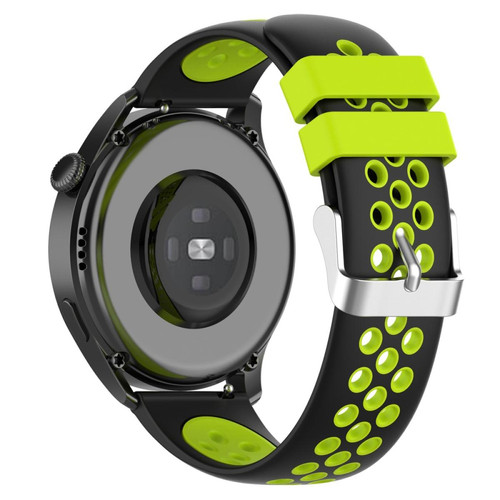 Other - Bracelet en silicone 22mm, respirant, bicolore avec conception de trous multiples, noir/vert pour votre Huawei Watch GT3 46mm/Samsung Gear S3 Frontier/Classic Other  - Objets connectés