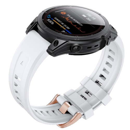 Other - Bracelet en silicone attache rapide avec boucle en or rose, blanc pour votre Garmin Fenix 7S Other - Accessoires montres connectées