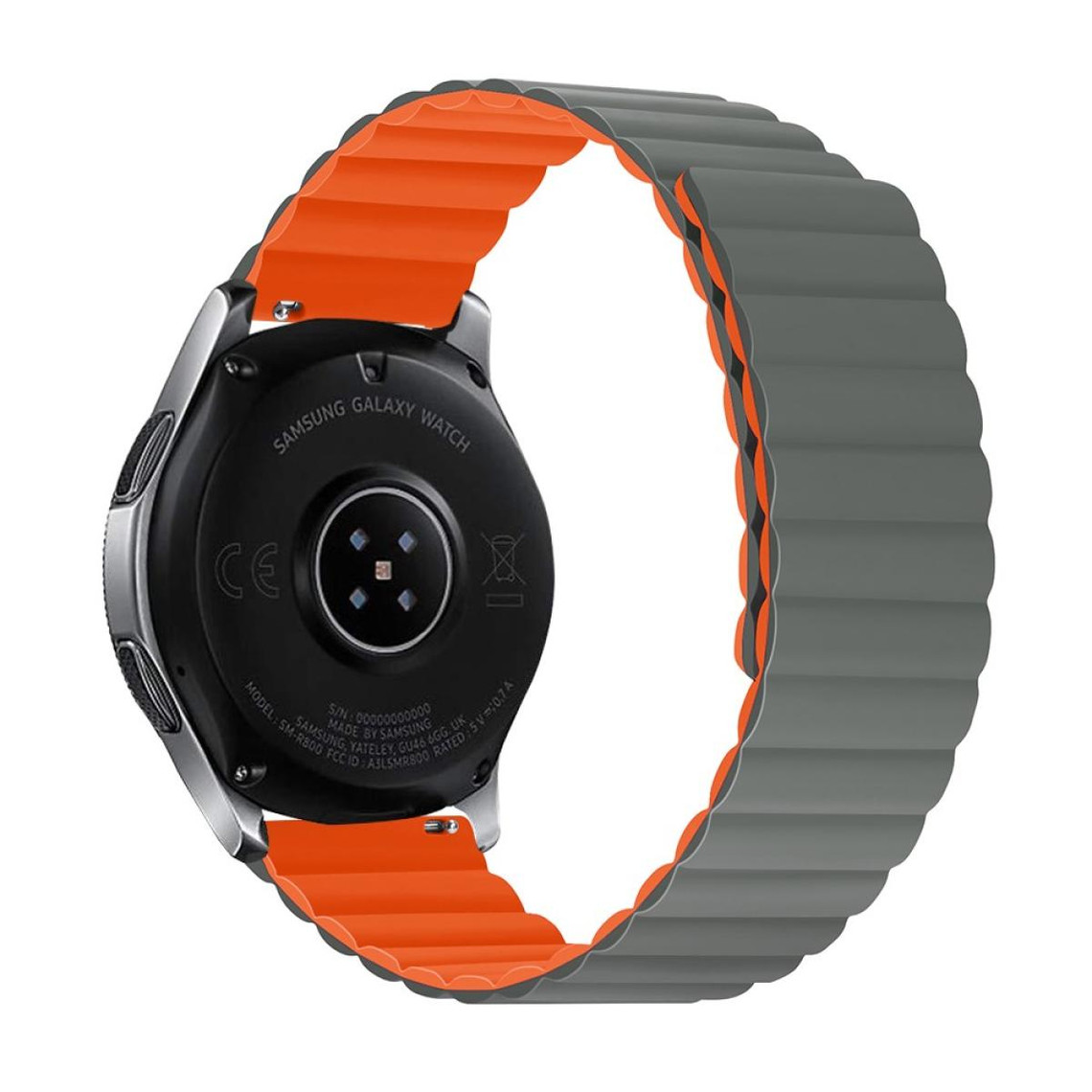 Accessoires montres connectées Other Bracelet en silicone magnétique, à déclenchement rapide, 22mm, taille S pour votre Samsung Galaxy Watch3 45mm/Gear S3 Frontier/Classic - Gris/orange