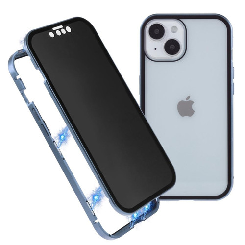 Other - Coque en cadre métallique anti-spy, fermeture magnétique, anti-chutte pour votre iPhone 14 Plus - bleu clair Other - Coque, étui smartphone