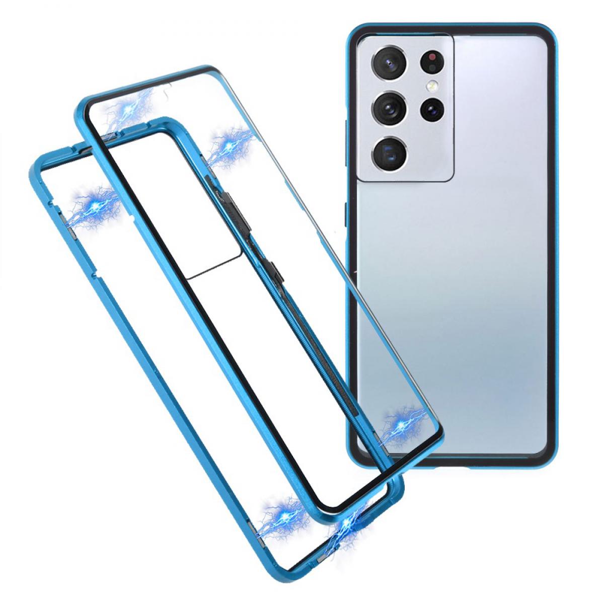 Coque, étui smartphone Other Coque en métal Cadre d'installation de serrure magnétique bleu pour votre Samsung Galaxy S21 Ultra 5G