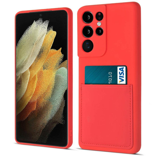 Other - Coque en silicone avec porte-carte rouge pour votre Samsung Galaxy S21 Ultra 5G Other  - Accessoires Samsung Galaxy J Accessoires et consommables