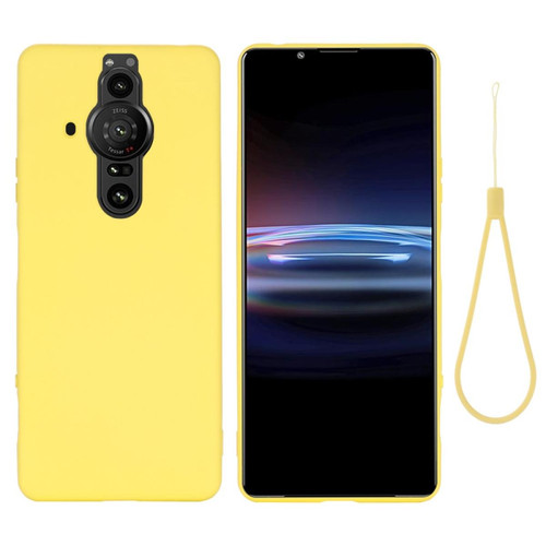 Coque, étui smartphone Other Coque en silicone avec sangle jaune pour votre Sony Xperia Pro-I