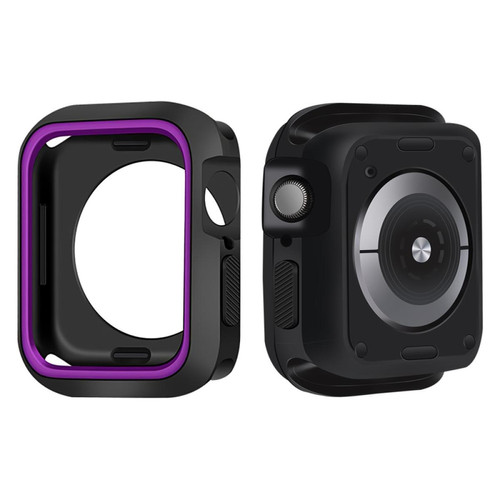 Other - Coque en silicone double couleur, noir/purple pour votre Apple Watch Series 7 45mm Other  - Objets connectés