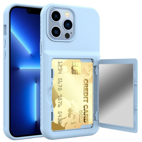 Other - Coque en TPU + acrylique avec porte-cartes et miroir caché bleu clair pour votre iPhone 13 Pro Max 6.7 pouces Other  - Coque, étui smartphone