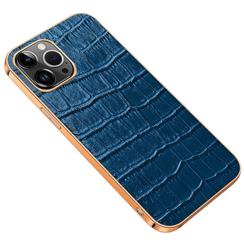 Other - Coque en TPU + cuir véritable antichoc, antichute, texture crocodile, électroplaqué pour votre iPhone 14 Pro - bleu Other  - Marchand Magunivers