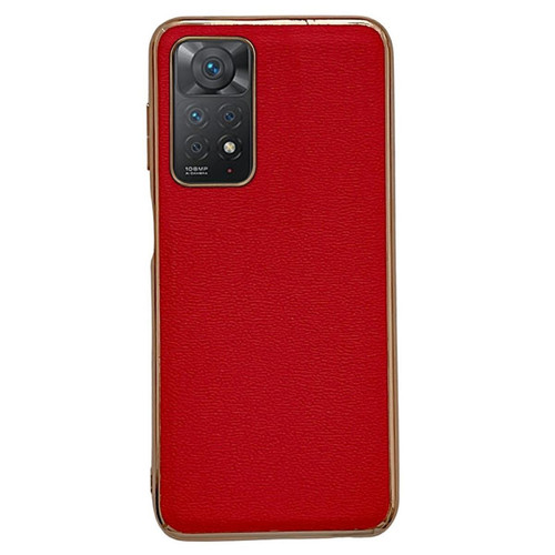 Other - Coque en TPU + cuir véritable électroplaqué pour votre Xiaomi Redmi Note 11 Pro 4G (MediaTek)/Note 11 Pro 5G (Qualcomm)/Note 11E Pro 5G - rouge Other  - Marchand Magunivers