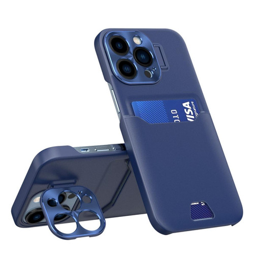 Other - Coque en TPU + PU anti-chocs avec béquille pour cadre d'objectif et porte-carte pour votre iPhone 13 Pro Max 6.7 pouces - bleu saphir Other  - Coque, étui smartphone