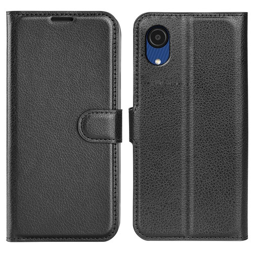 Other - Coque en TPU + PU anti-rayures, texture litchi avec support noir pour votre Samsung Galaxy A03 Core Other  - Accessoire Smartphone