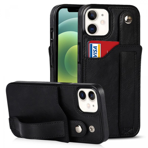 Other - Coque en TPU + PU Fonction de blocage RFID, anti-rayures avec béquille pour dragonne et porte-carte noir pour votre iPhone 12 mini 5.4 pouces - Marchand Magunivers