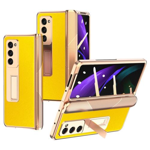 Other - Coque en TPU + PU texture croisée, galvanoplastie jaune pour votre Samsung Galaxy Z Fold2 5G Other  - Coque, étui smartphone